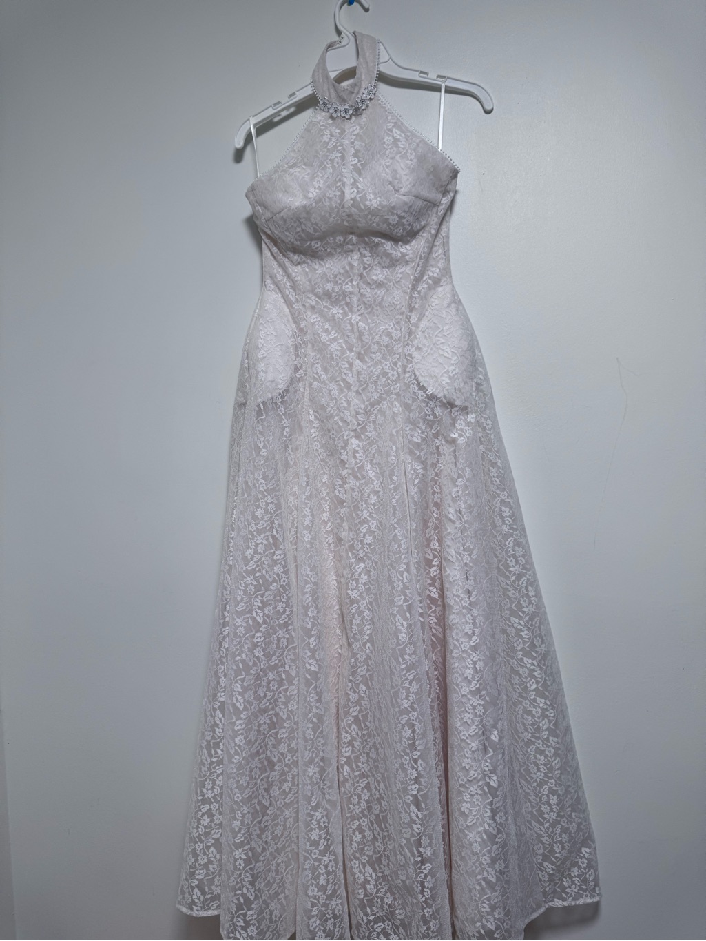 Innovare Denim Nwt Lace Halter Neck Maxi Dress In Cream — image 3 of 7